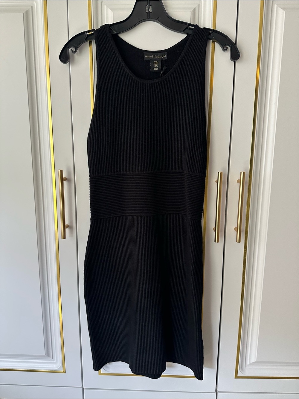 House of Harlow 1960 Black Sleeveless Ribbed Mini Dress - Picture 2 of 7